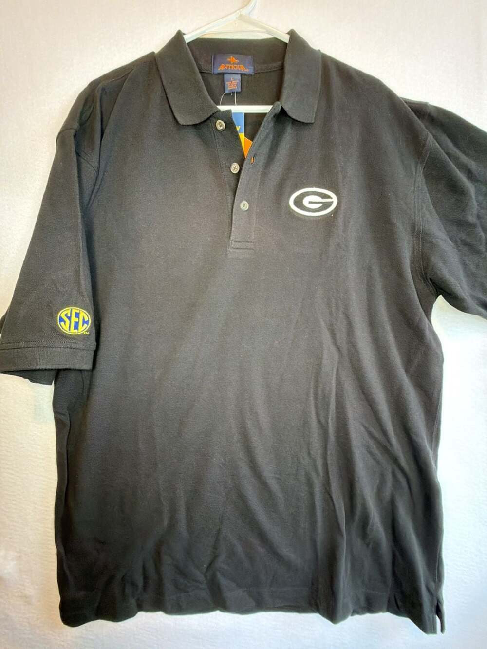Antigua Men's Classic Polo Georgia Black SEC Size L Measures XXL